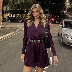 Ted Baker London Liannii Wrap Front Playsuit Romper Exaggerated Sleeves NWT